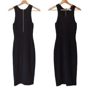 Autumn Cashmere Womens LBD Black Knee Length Bodycon FItted Dress Zipper XS